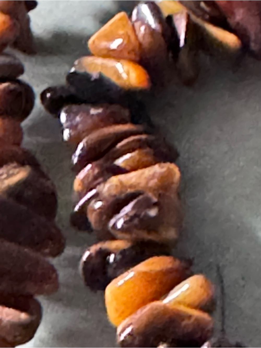 16” long Tiger's Eye Chip Bead Necklace Amber Brown Natural Stone Boho Statement